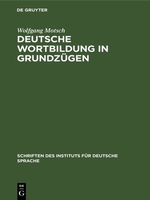 cover image of Deutsche Wortbildung in Grundzügen